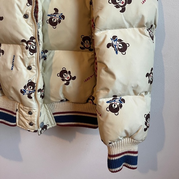Vintage Hysteric Glamour F**K off Cream Teddy Bear Puffer Jacket - Picture 3 of 7